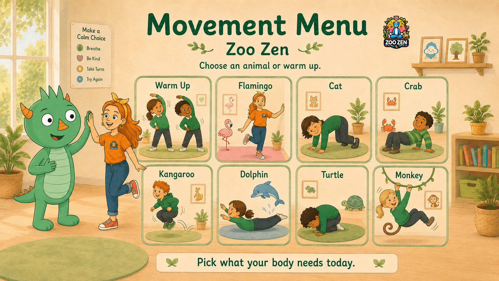 Zoo Zen movement menu artwork