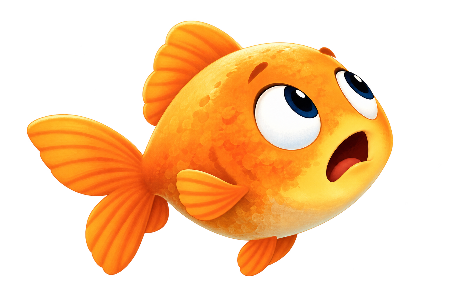Bobby, an orange fish looking worriedly upward
